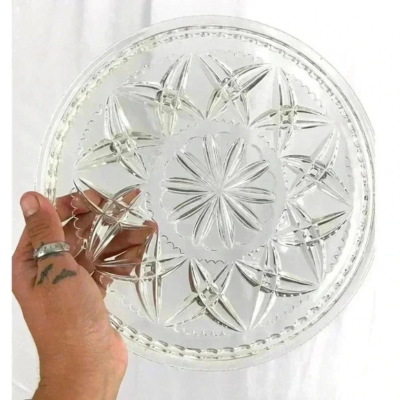 VTG Round Clear Glass Serving Platter 10" - Picture 2 of 9